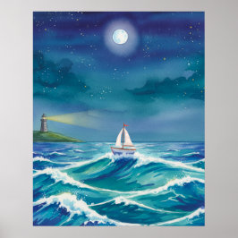 Be the light to guide you, Sail Boat Lighthouse Poster