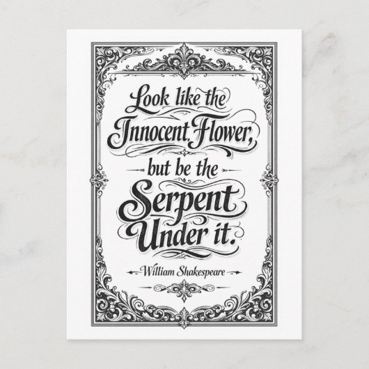 "Be the Serpent" Shakespeare Postkarte (Vorderseite)