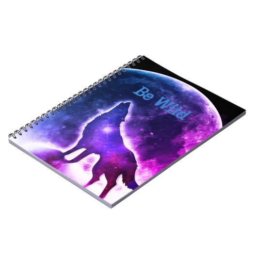 Be Wild Wolf Galaxy Mond Notebook Notizblock (Linke Seite)