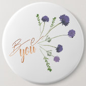 "Be You" Elegantes Lila Wasserfarbenmuster Button (Vorderseite)