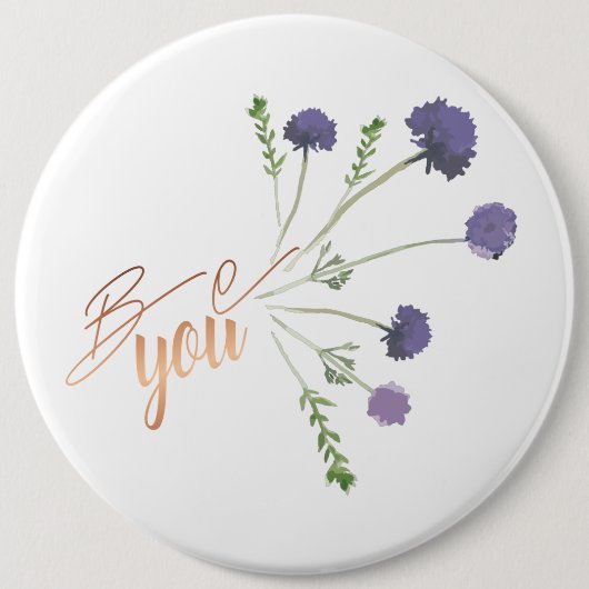 "Be You" Elegantes Lila Wasserfarbenmuster Button (Vorderseite)