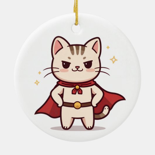 Be Your Own Hero Cute Cat Hero Keramik Ornament (Hinten)