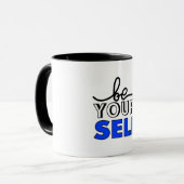 "Be Your Self" Inspirational Black and White Mug Tasse (Vorderseite Links)