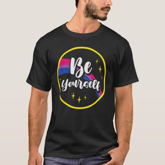 Be Yourself Bisexual Rainbow Bi Pride Flag Lgbtq W T-Shirt (Vorderseite)