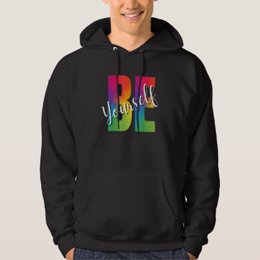 Be Yourself LGBT-Q Gay Lesbian Bi Trans Pride Squa Hoodie (Vorderseite)
