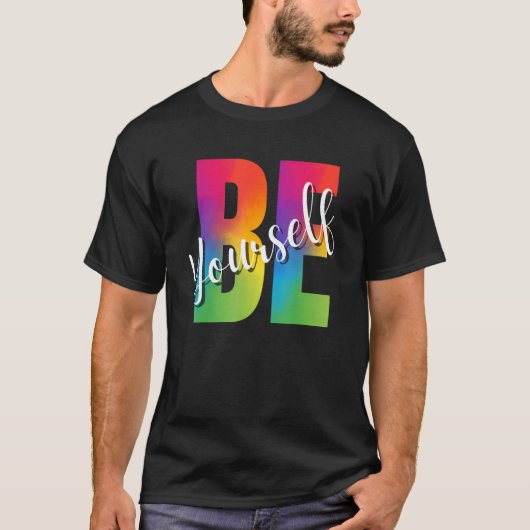 Be Yourself LGBT-Q Gay Lesbian Bi Trans Pride Squa T-Shirt (Vorderseite)