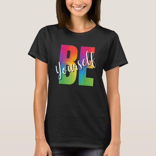 Be Yourself LGBT-Q Gay Lesbian Bi Trans Pride Squa T-Shirt (Vorderseite)