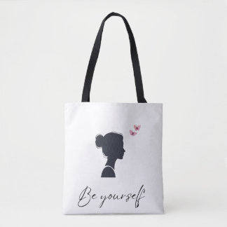 Be Yourself - Minimalist girl silhouette tote bag Tasche