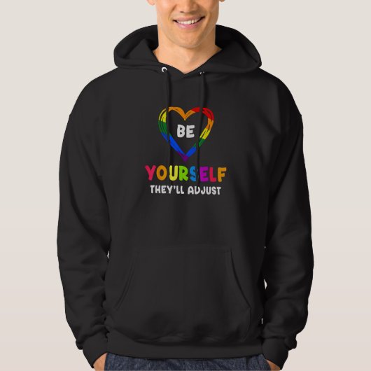 Be Yourself They ll Adjust Rainbow Heart Transgend Hoodie (Vorderseite)