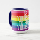 BE YOURSELF TO FREE YOURSELF RAINBOW TASSE (Vorderseite Links)