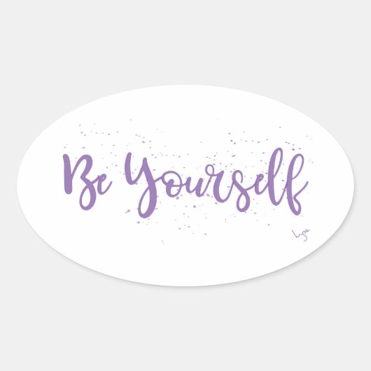 Be-Yourself-Typografie-Lila Ovaler Aufkleber (Vorderseite)