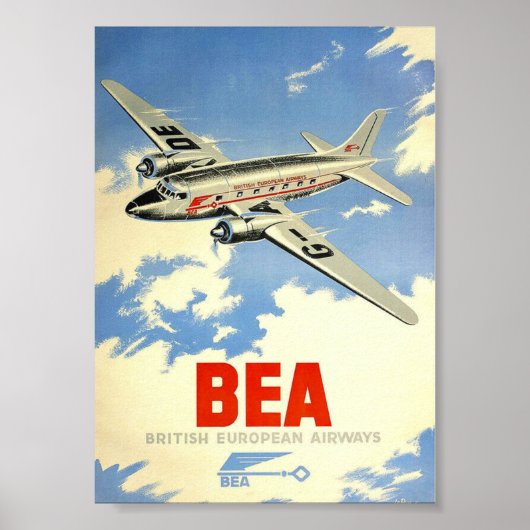 BEA Retro Vintage Travel Poster Print (Vorne)