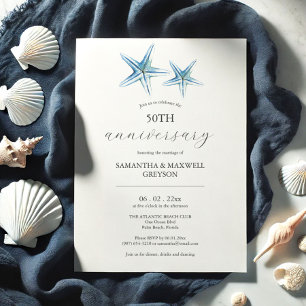 Beach 50. Hochzeit Jahrestag Einladung Starfish