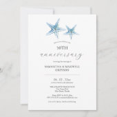 Beach 50th Wedding Anniversary Invitation Starfish Einladung (Vorderseite)