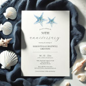 Beach 50th Wedding Anniversary Invitation Starfish Einladung