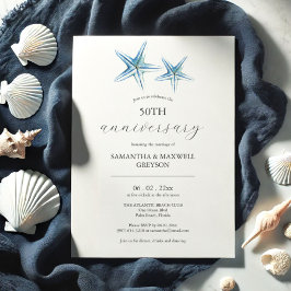 Beach 50th Wedding Anniversary Invitation Starfish Einladung