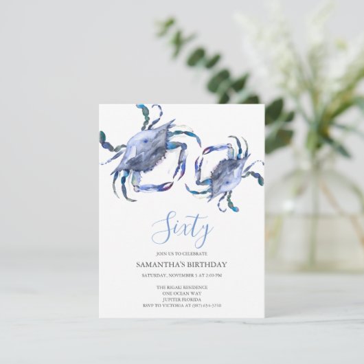 Beach 60. Geburtstag Einladungen (Stehend Vorderseite)