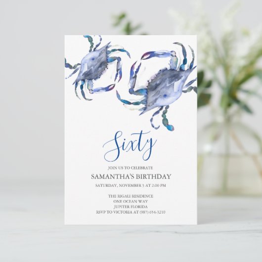 Beach 60. Geburtstag Einladungen (Stehend Vorderseite)