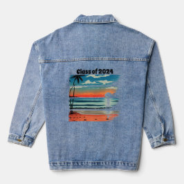 Beach Abstrakt Art Abschluss Denim Jacket Jeansjacke