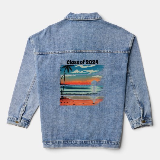 Beach Abstrakt Art Abschluss Denim Jacket Jeansjacke (Rückseite)