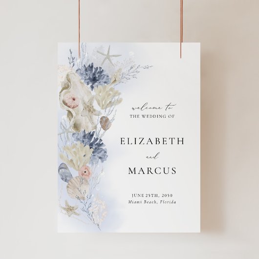 Beach Acrylic Wedding Welcome Sign Coastal Shell Acrylschild