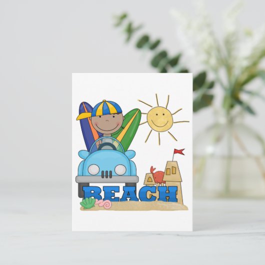 BEACH African American Boy Tshirts and Gifts Postkarte (Stehend Vorderseite)