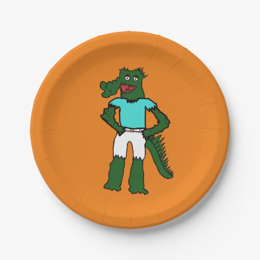 Beach Alligator Birthday Pappteller (Vorderseite)