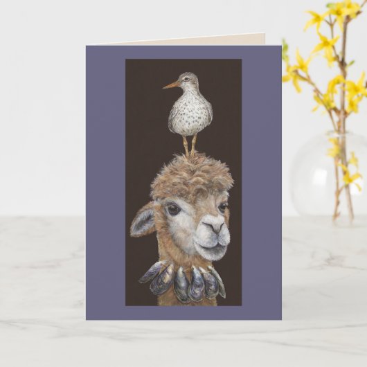 Beach Alpaca Karte (Gelbe Blume)