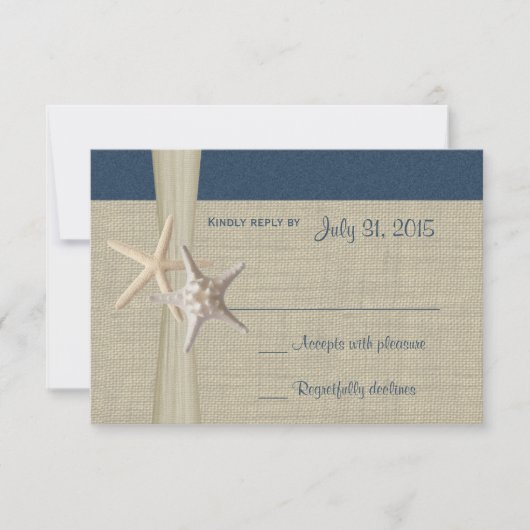 Beach Amore Navy Blue Response Card RSVP Karte (Vorderseite)