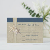 Beach Amore Navy Blue Response Card RSVP Karte (Stehend Vorderseite)