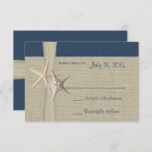 Beach Amore Navy Blue Response Card RSVP Karte (Vorne/Hinten)