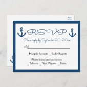Beach Anchor Beach Navy Blue Nautical Wedding RSVP Einladungspostkarte (Vorne/Hinten)