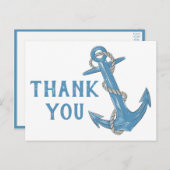 Beach Anchor Blue Nautical Wedding Vielen Dank Postkarte (Vorne/Hinten)