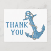Beach Anchor Blue Nautical Wedding Vielen Dank Postkarte (Vorderseite)