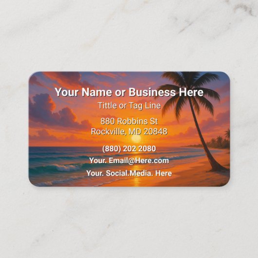 Beach and Palm Trees Business Card Personal Visitenkarte (Vorderseite)