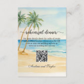 Beach and Palm Trees QR Code Rehearsal Dinner Begleitkarte (Vorderseite)