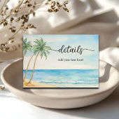 Beach and Palm Trees Wedding Details Begleitkarte