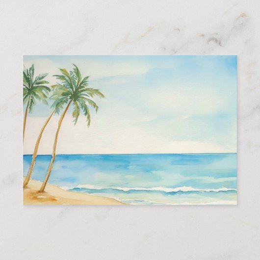 Beach and Palm Trees Wedding Details Begleitkarte (Rückseite)