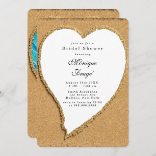 Beach and Sand Heart Bridal Dusche Einladung
