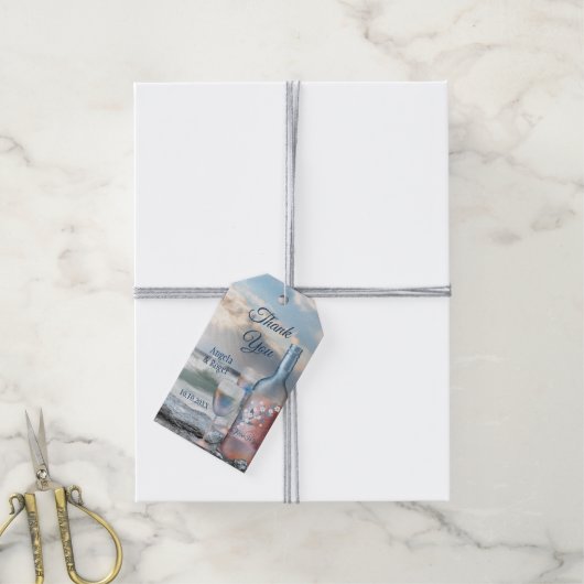 Beach and Wine Gastgeschenk Hochzeit Vielen Dank T Geschenkanhänger (Mit Garn)