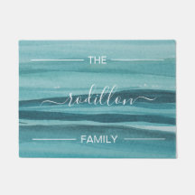 Beach Aqua Aquarell Script Familienname