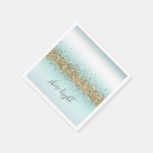 Beach Aqua Blue Ombre Gold Glitzy Sparkle Serviette (Ecke)