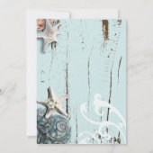 Beach Aqua Blue Seashell Hochzeit Probe Dinner Einladung (Rückseite)