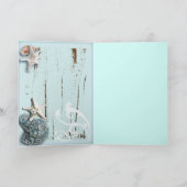 Beach Aqua Blue Seashell Hochzeit Vielen Dank Dankeskarte (Innenseite)