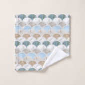 Beach Aqua Blue White Marble Pastel Mermaid Scales Badhandtuch Set (Waschlappen)