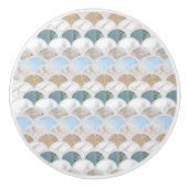Beach Aqua Blue White Marble Pastel Mermaid Scales Keramikknauf (Vorderseite)
