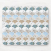 Beach Aqua Blue White Marble Pastel Mermaid Scales Mousepad (Vorne)