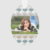 Beach Aqua Blue White Marble Pastel Mermaid Scales Ornament (Vorderseite)