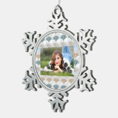 Beach Aqua Blue White Marble Pastel Mermaid Scales Schneeflocken Zinn-Ornament (Rechts)