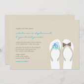 Beach Aqua Flip Flops Hochzeit in Urlaubsort laden Einladung (Vorne/Hinten)
